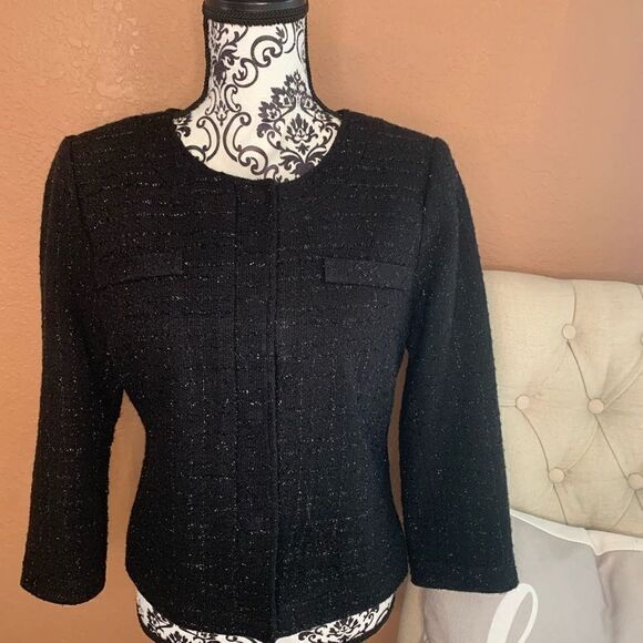 Laundry Shelli Segal Sparkly black dress jacket size 8 - Picture 1 of 10